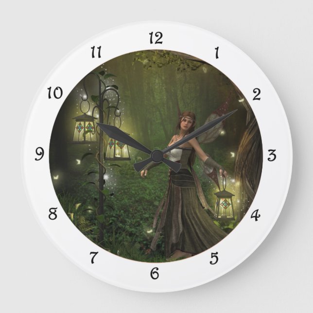 Lady of the Lanterns Wall Clock Große Wanduhr (Vorderseite)