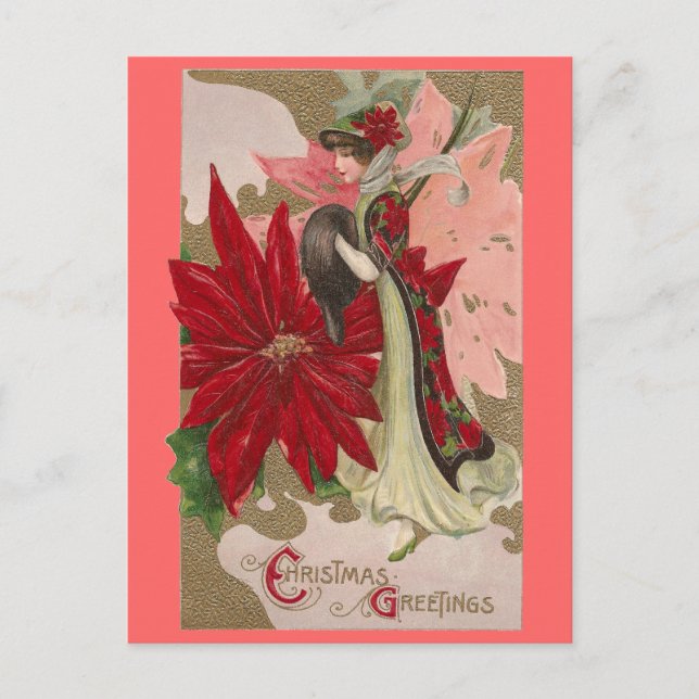 Lady of the Poinsettias Vintage Weihnachten (Vorderseite)