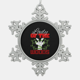 Lady of the Woods Vintage Weihnachten Schneeflocken Zinn-Ornament
