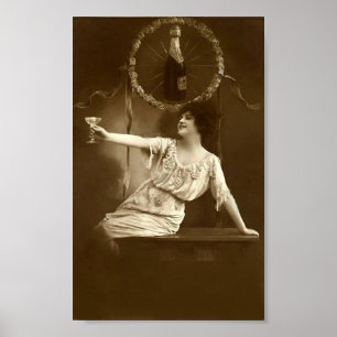 Lady on New Year's Eve Ephemeral Poster