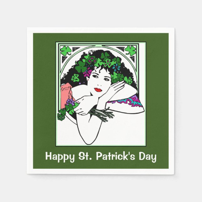 Lady On St Patricks Day Napkins Serviette (Vorderseite)