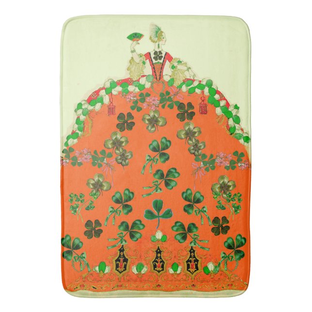 LADY ORANGE AND KLEEBLATTS St. Patricks Day Party Badematte (Vorderseite Vertikal)