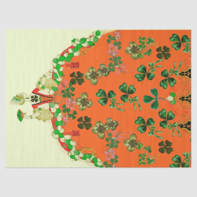 LADY ORANGE AND KLEEBLATTS St. Patricks Day Party Seidenpapier (Vorderseite)