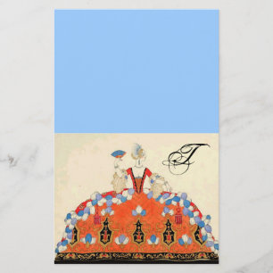 LADY ORANGE FASHION COSTUME DESIGNER MONOGRAM Blue Briefpapier