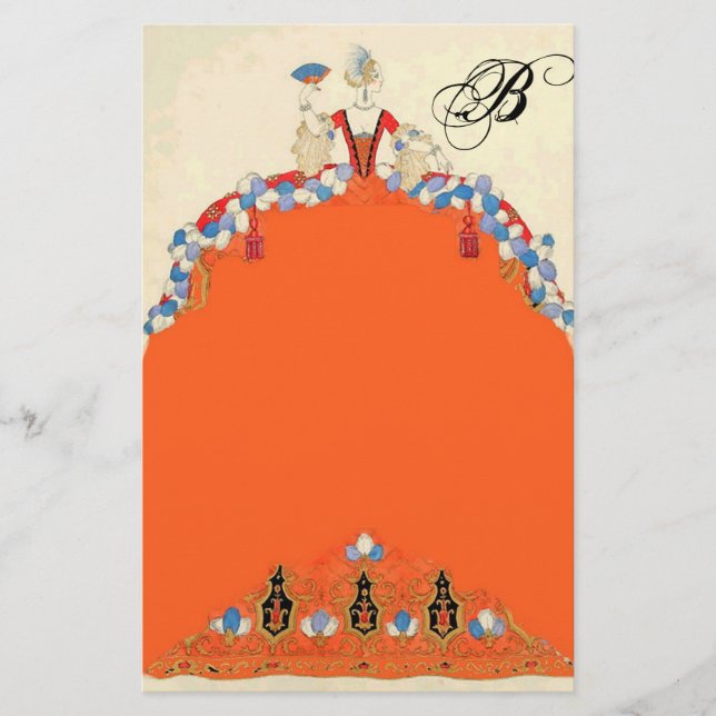 LADY ORANGE FASHION COSTUME DESIGNER MONOGRAM BRIEFPAPIER (Vorderseite)