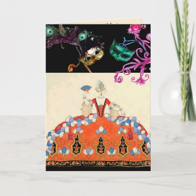 LADY ORANGE MARDI GRAS MASQUERADE BALL MASKS EINLADUNG (Vorderseite)