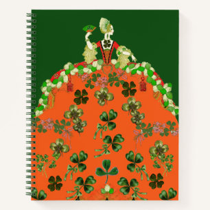 LADY ORANGE,SHAMROCKS St. Patricks Day Grün Notizbuch