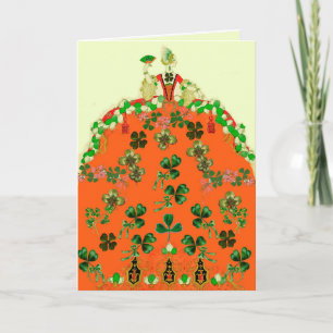 LADY ORANGE UND KLEEBLÄTTER St. Patrick's Day Mode Feiertagskarte