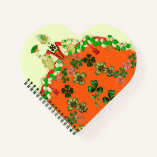 LADY ORANGE UND KLEEBLÄTTER St. Patricks Day Notizbuch