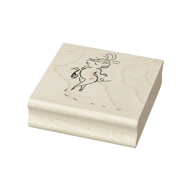 Lady Pig mit Handtasche Holz Art Briefmarke Gummistempel (Stempel)