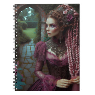 Lady Pink Steampunk Vintage Viktorianischer Garten Notizblock