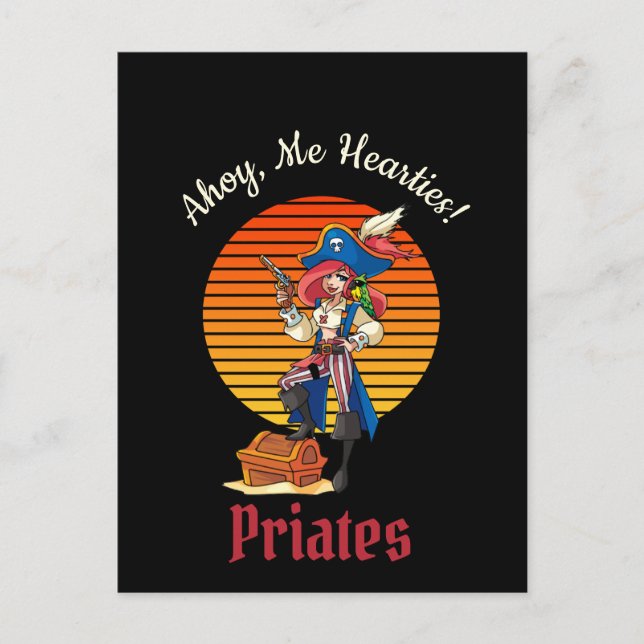 Lady Pirate Captain Postkarte (Vorderseite)