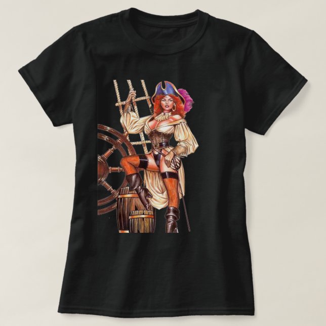 Lady Pirate in Captain Morgan Stance T-Shirt (Design vorne)