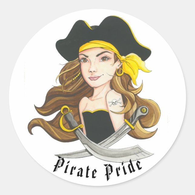 Lady Pirate Sticker Round (Vorderseite)