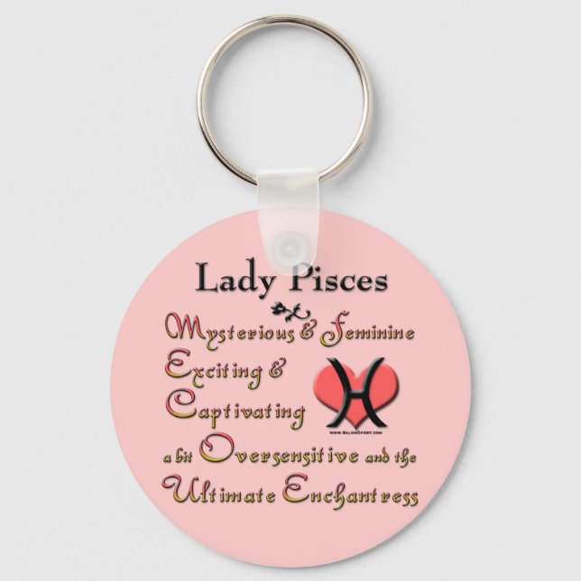 Lady Pisces Zodiac Pink Schlüsselanhänger (Vorderseite)
