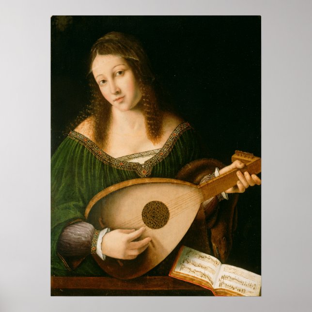 Lady Playing a Lute Poster (Vorne)