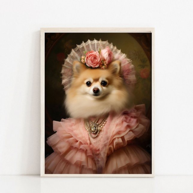 Lady Pomeranian Portrait, Victorian Animal Portrai Poster (Von Creator hochgeladen)