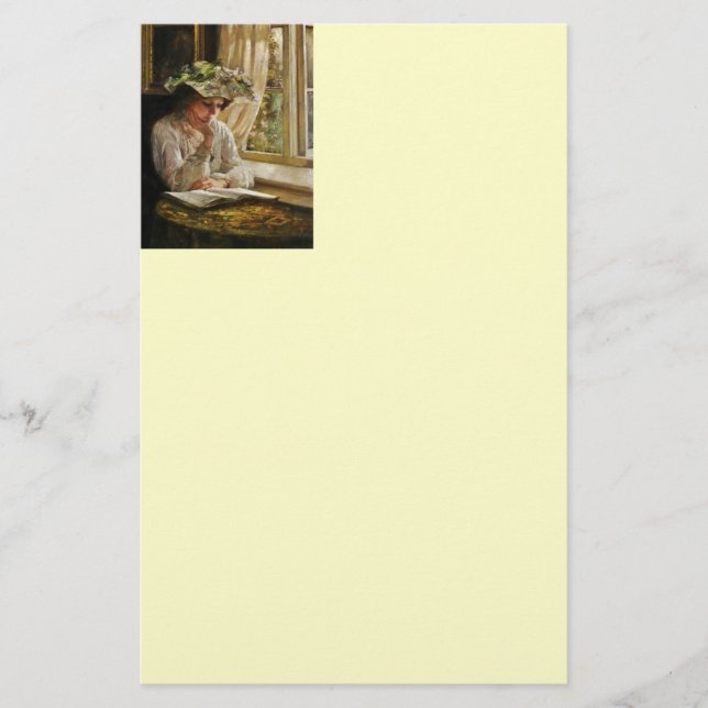 Lady Reading by Window Briefpapier (Vorderseite)
