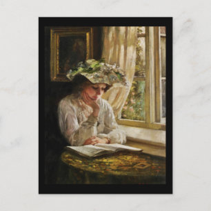 Lady Reading by Window Postkarte