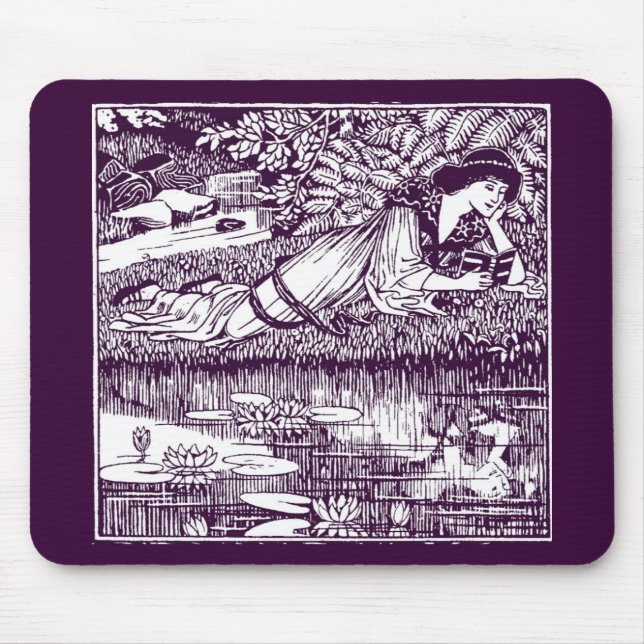 Lady Reading neben einem Teich Mousepad (Vorne)