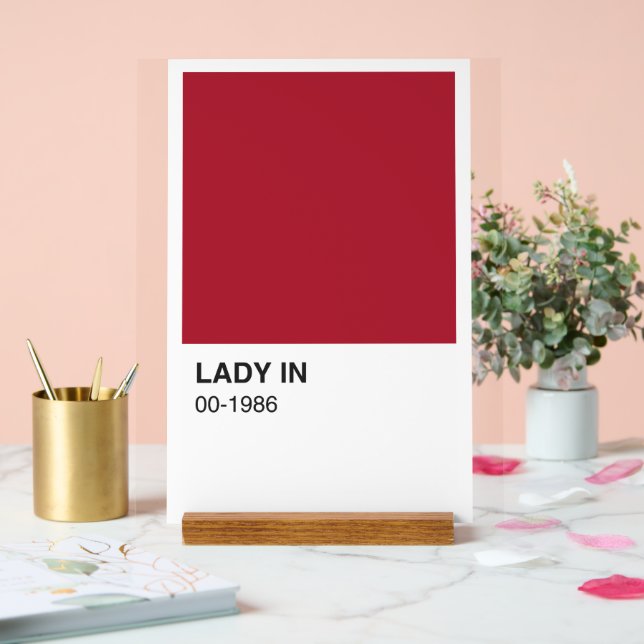 Lady Red Color Song - weißer Hintergrund Acrylschild (Hochzeit)