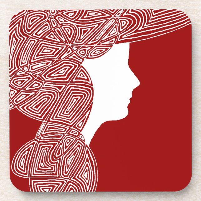 Lady Red Getränkeuntersetzer (Vorderseite)