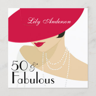 Lady Red hat elegante Perlen 50 & Fabulous Einladung