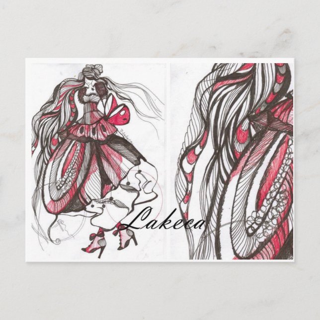 Lady Red Postkarte (Vorderseite)