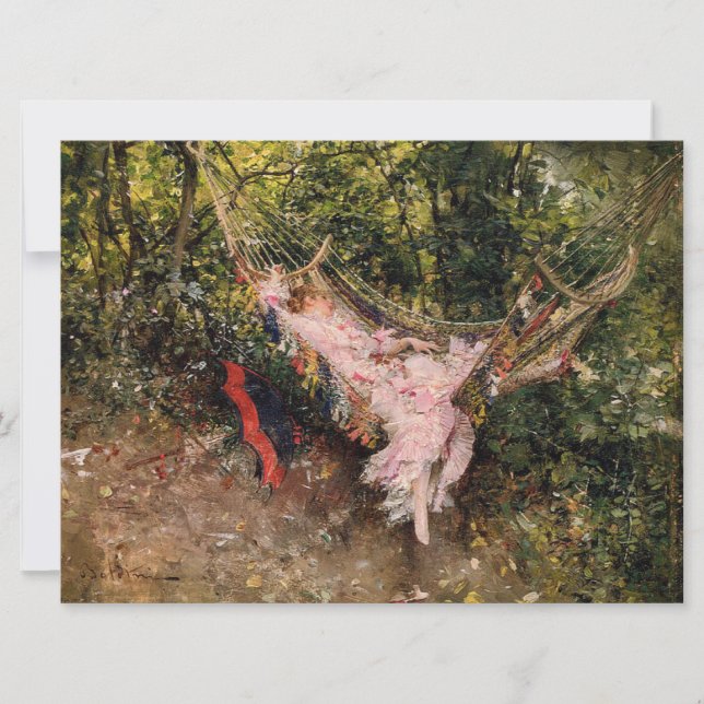Lady Resting in a Hammock (von Giovanni Boldini) Karte (Vorderseite)