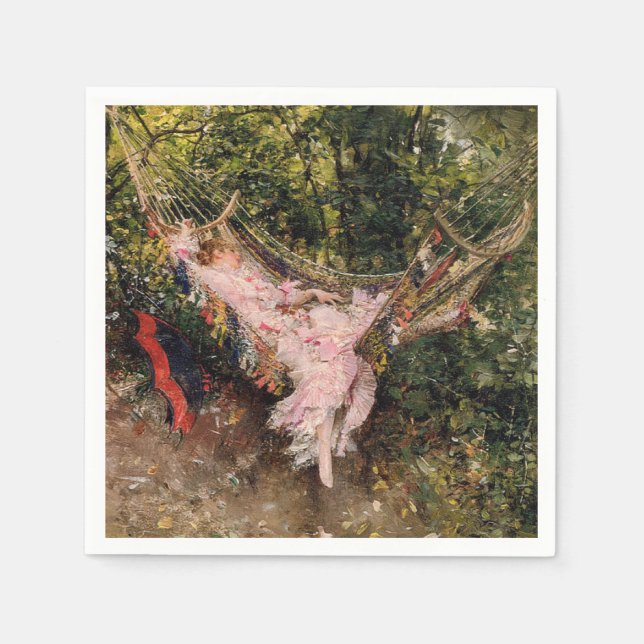 Lady Resting in a Hammock (von Giovanni Boldini) Serviette (Vorderseite)
