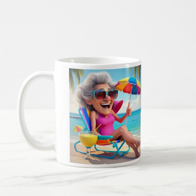 " LADY RETIRED AM STRAND " KAFFEETASSE (Links)