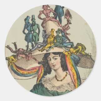 Lady - Round Stickers for Stationery