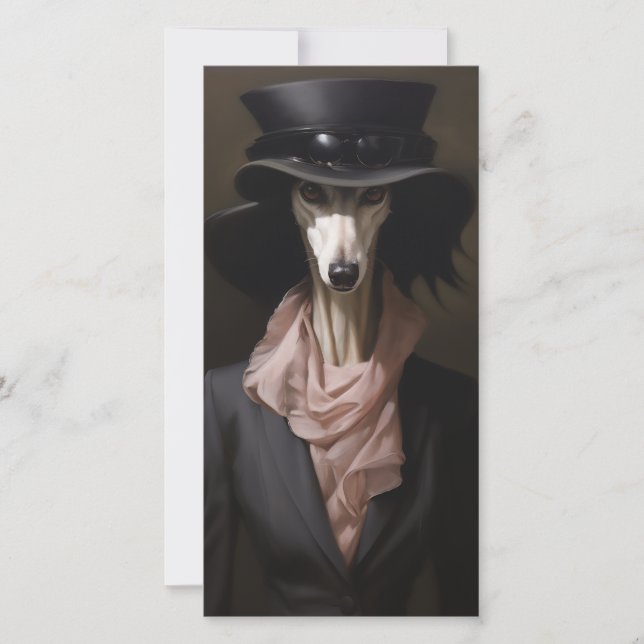 Lady Saluki Top Hat Feiertagskarte (Vorderseite)