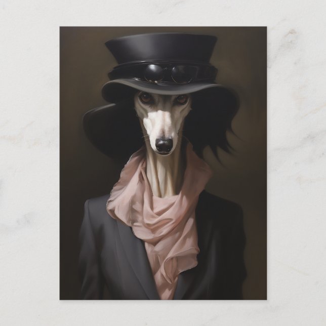 Lady Saluki Top Hat Postkarte (Vorderseite)