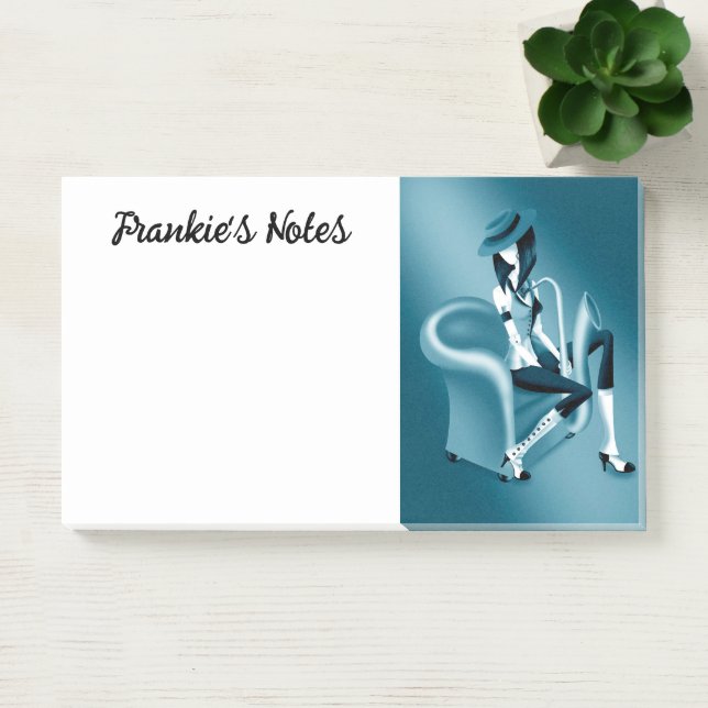 Lady Saxophonist - Jazz-Inspirierte Post-It-Notes Post-it Klebezettel (Büro)
