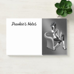 Lady Saxophonist - Jazz-Inspirierte Post-It-Notes Post-it Klebezettel