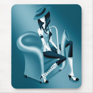 Lady Saxophonistin - Jazz-inspirierte Mausmatte  Mousepad