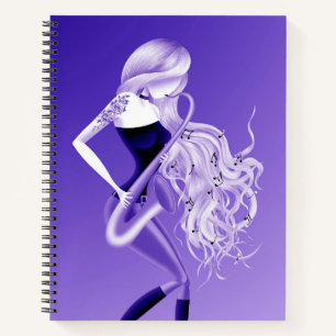 Lady Saxophonistin Musikerin Bluebell Notizbuch