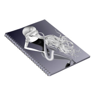 Lady Saxophonistin Musikerin grau Monochrom Notizblock