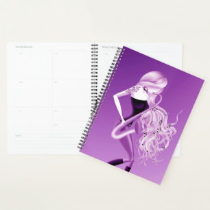 Lady Saxophonistin Musikerin lila Planer