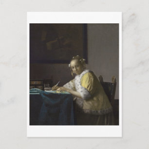Lady schreibt einen Brief von Johannes Vermeer Postkarte