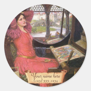 Lady Shalott Waterhouse Pre-Raphaelite Buchzeichen Runder Aufkleber