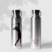 Lady Silver mit Schwarz-Modernes Golfer Monogramm
