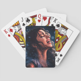 Lady singt im Regen Spielkarten