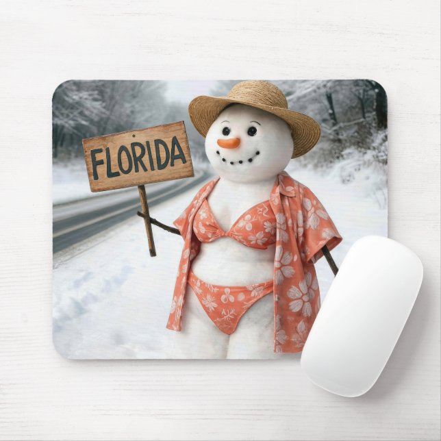 Lady Snowman trampen mit einem Florida-Schild Mousepad (Mit Mouse)