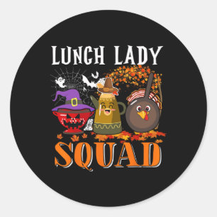 Lady Squad Erntedank Halloween Fall Tre B Runder Aufkleber