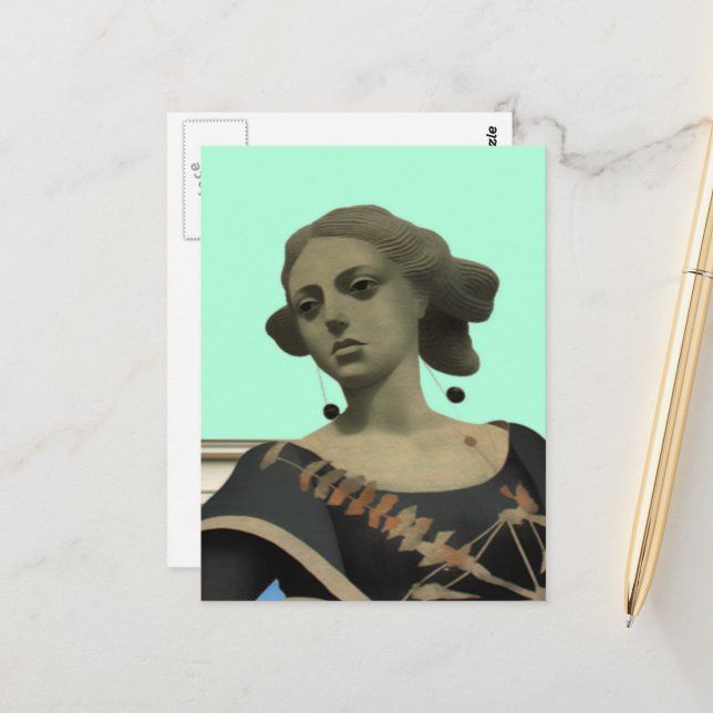 Lady Statue Postkarte (Vorderseite/Rückseite Beispiel)