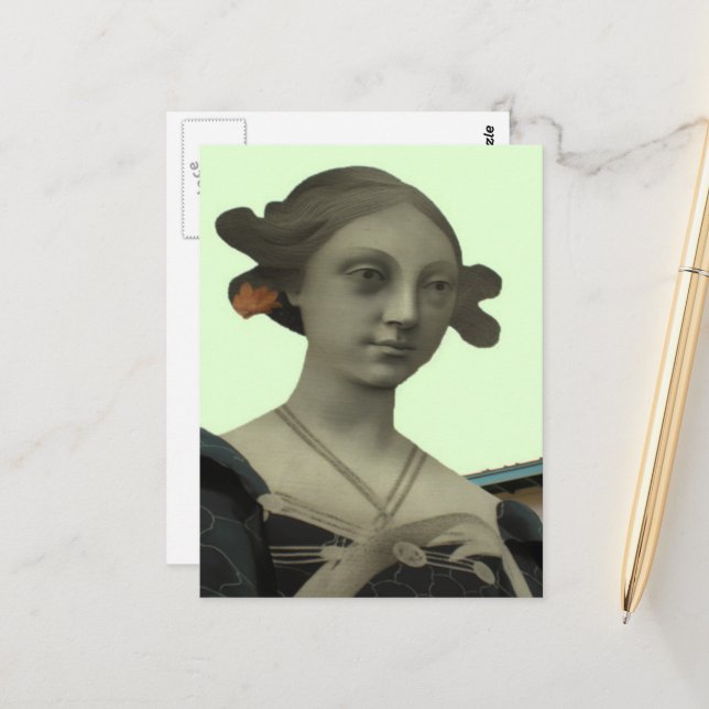 Lady Statue Postkarte (Vorderseite/Rückseite Beispiel)