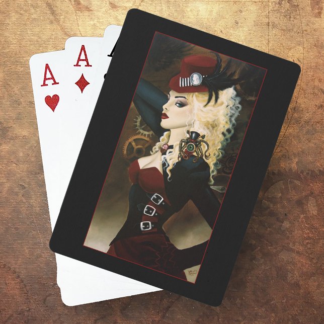 Lady Steampunk Viktorianisch Red Spielkarten (Von Creator hochgeladen)