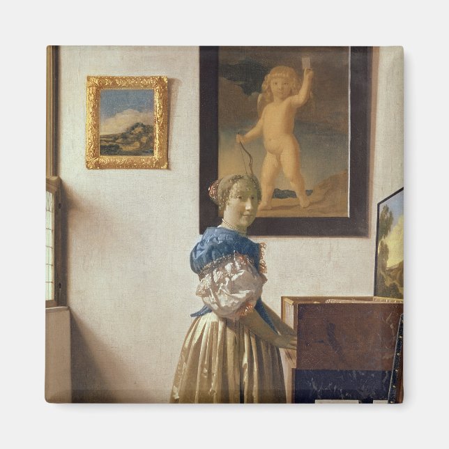 Lady stehend am Virginal, c.1672-73 Magnet (Vorne)